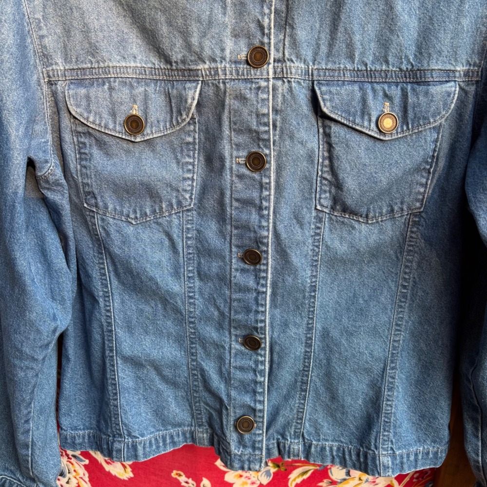 Vintage Denim Button Front Oversized Shirt Jacket Women's Size M - Picture 5 of 11